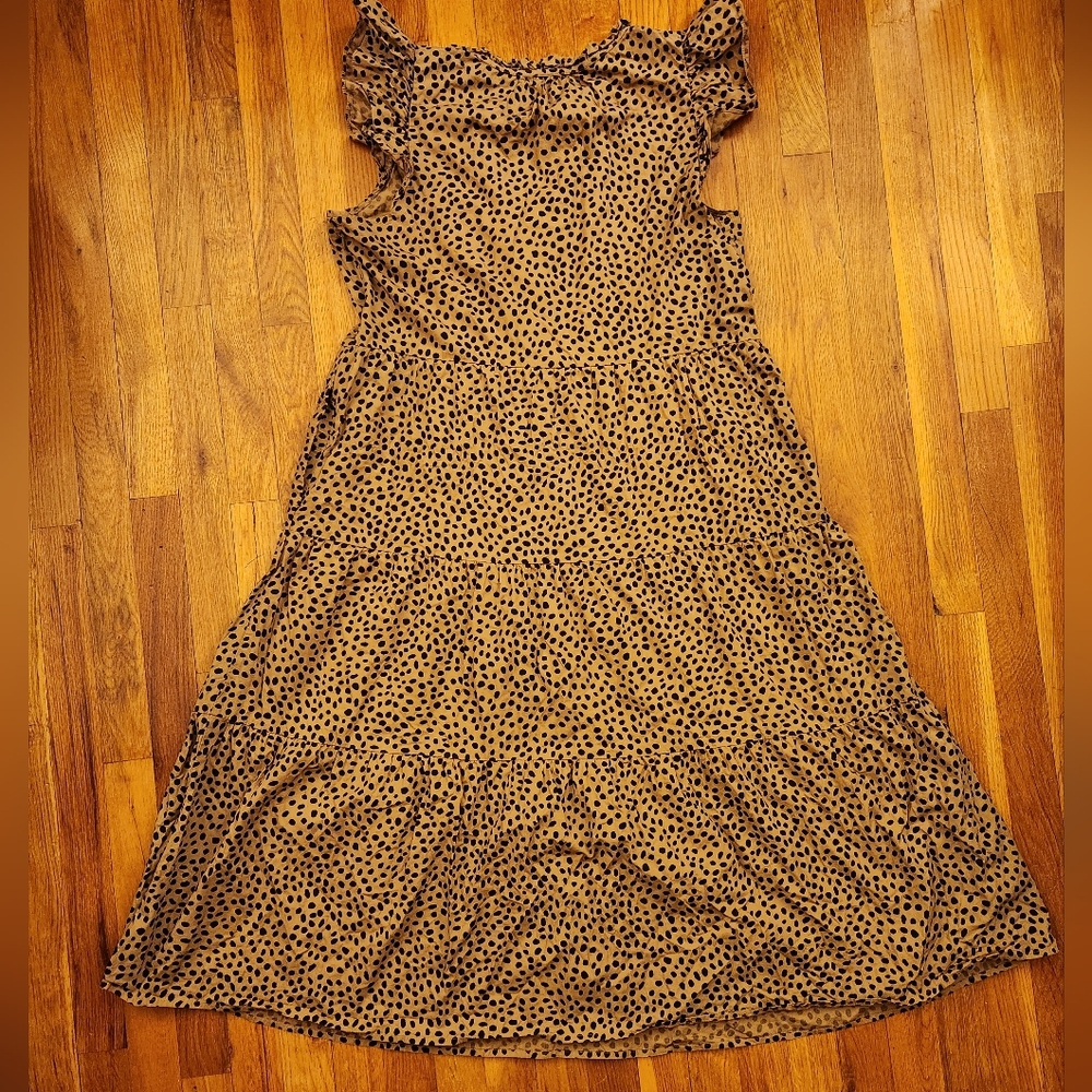 J. CREW Cheetah Animal Print Ruffle VNeck And Shoulders Tiered Midi Dress - Picture 2 of 16